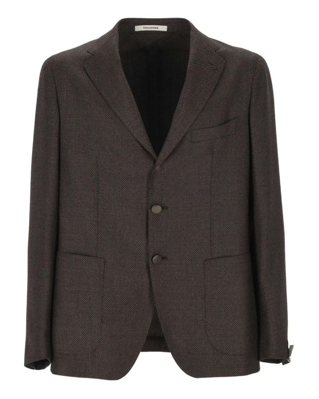 Tagliatore Black Single-breasted Patch-pocket Blazer for men