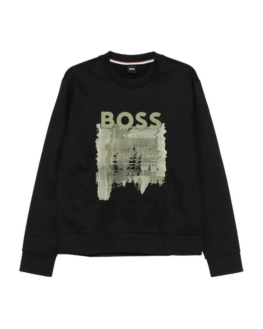 Boss Black Logo-Print Cotton Sweatshirt for men