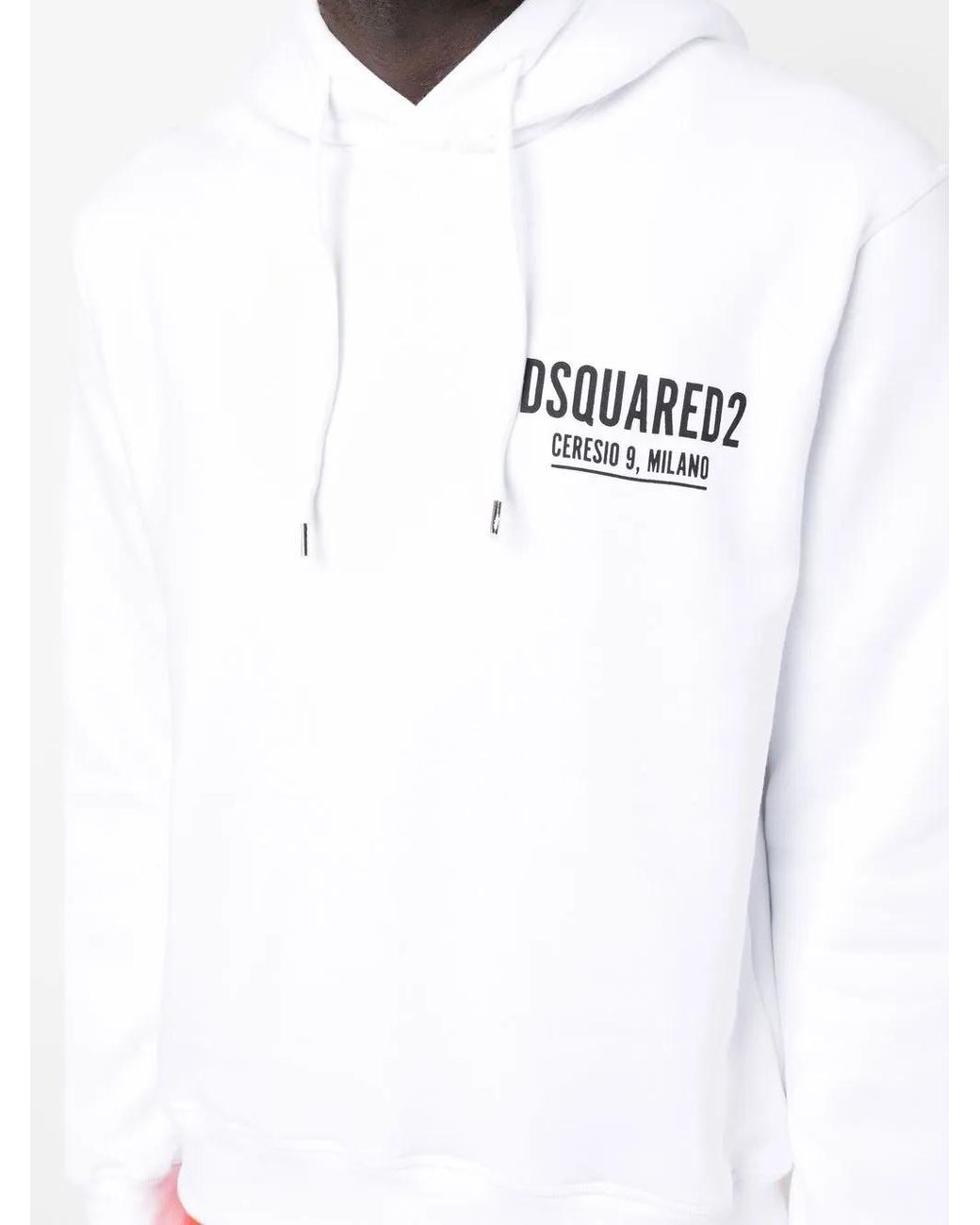 DSquared² White Logo-Print Cotton Hoodie for men
