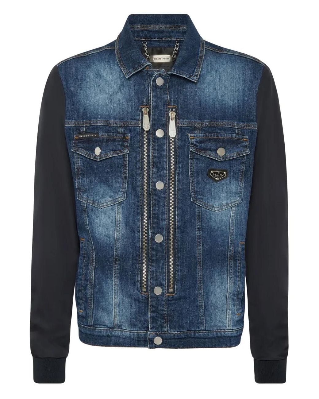 メンズ Philipp Plein ダブルジップ デニムジャケット ブルー | Lyst