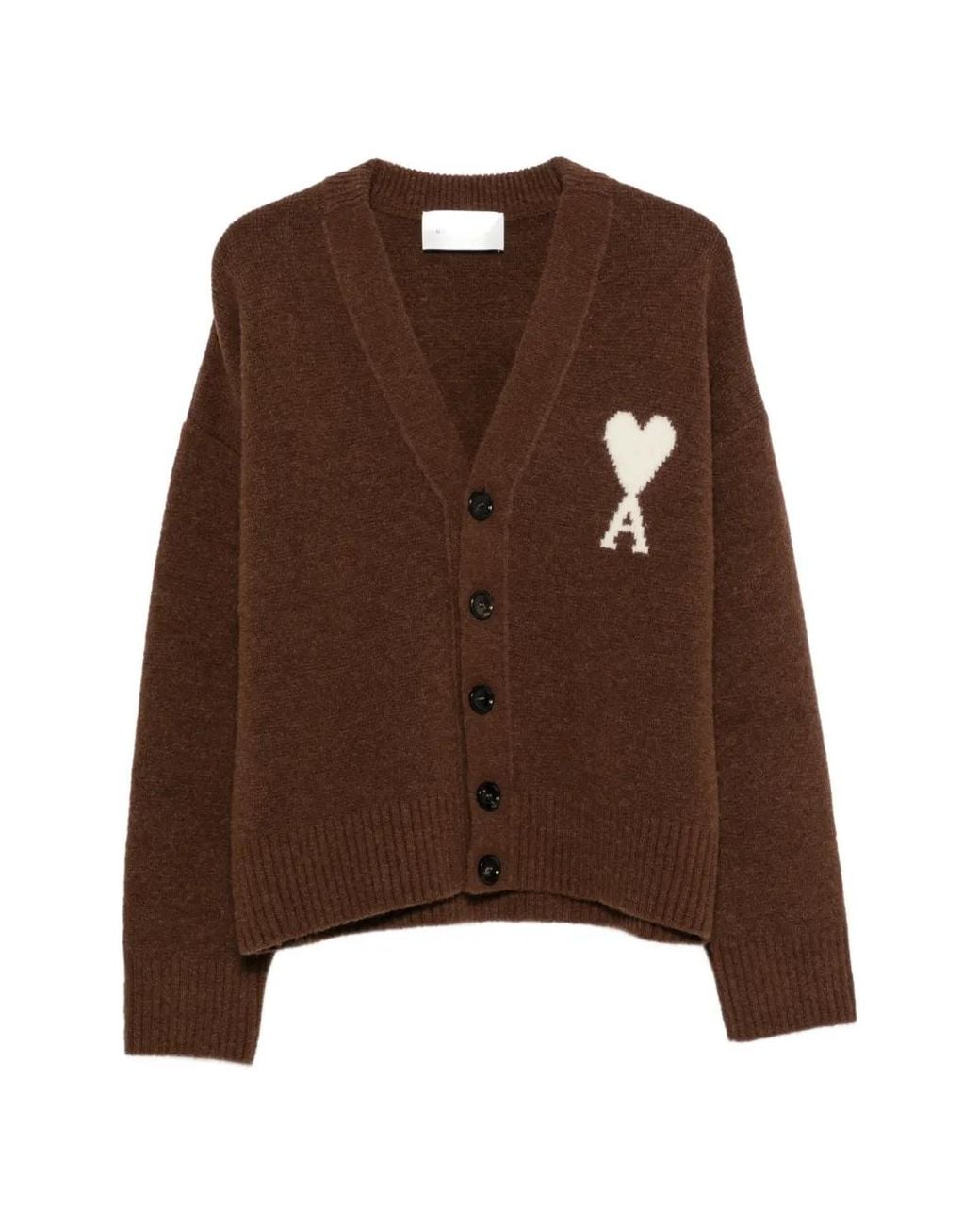 AMI Brown Ami De Coeur Cardigan