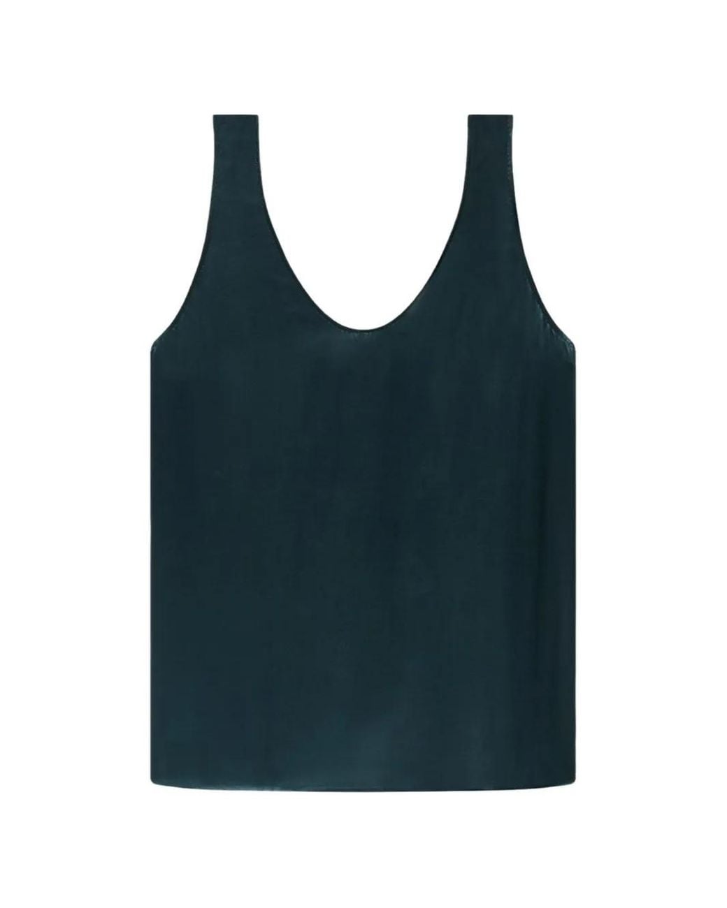 Another Tomorrow Blue Tank Satin Cocoon Blouse