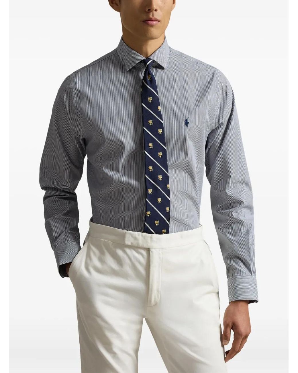 Polo Ralph Lauren Striped Long-Sleeve Shirt in Blue for Men | Lyst