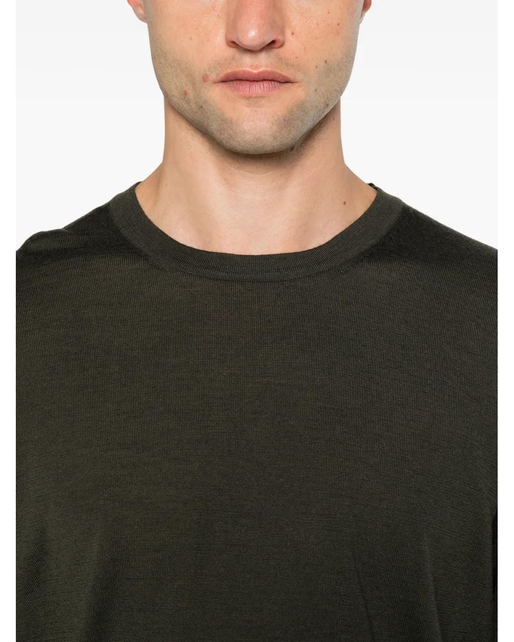 Gran Sasso Black Crew-Neck Wool Sweater for men