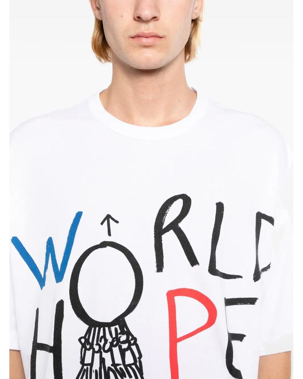 Comme des Garçons White Graphic-Print Cotton T-Shirt for men
