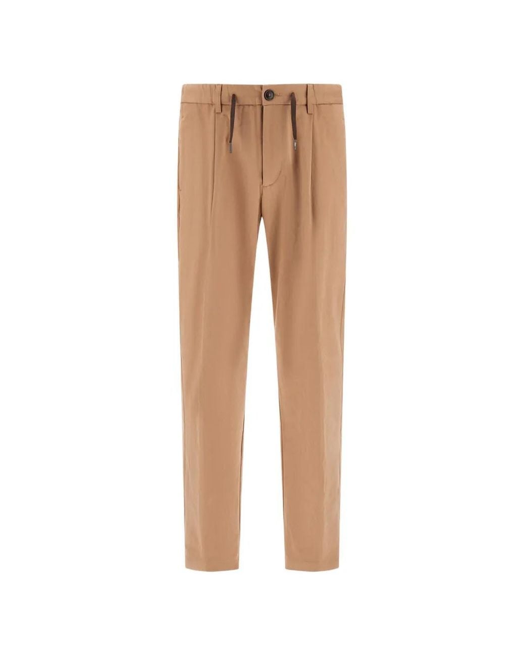 Herno Natural Pleated Canvas Trousers for men