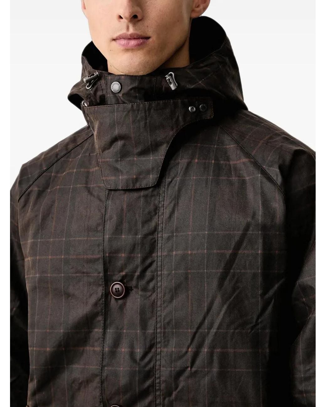 Barbour Black Check-Pattern Hooded Jacket for men