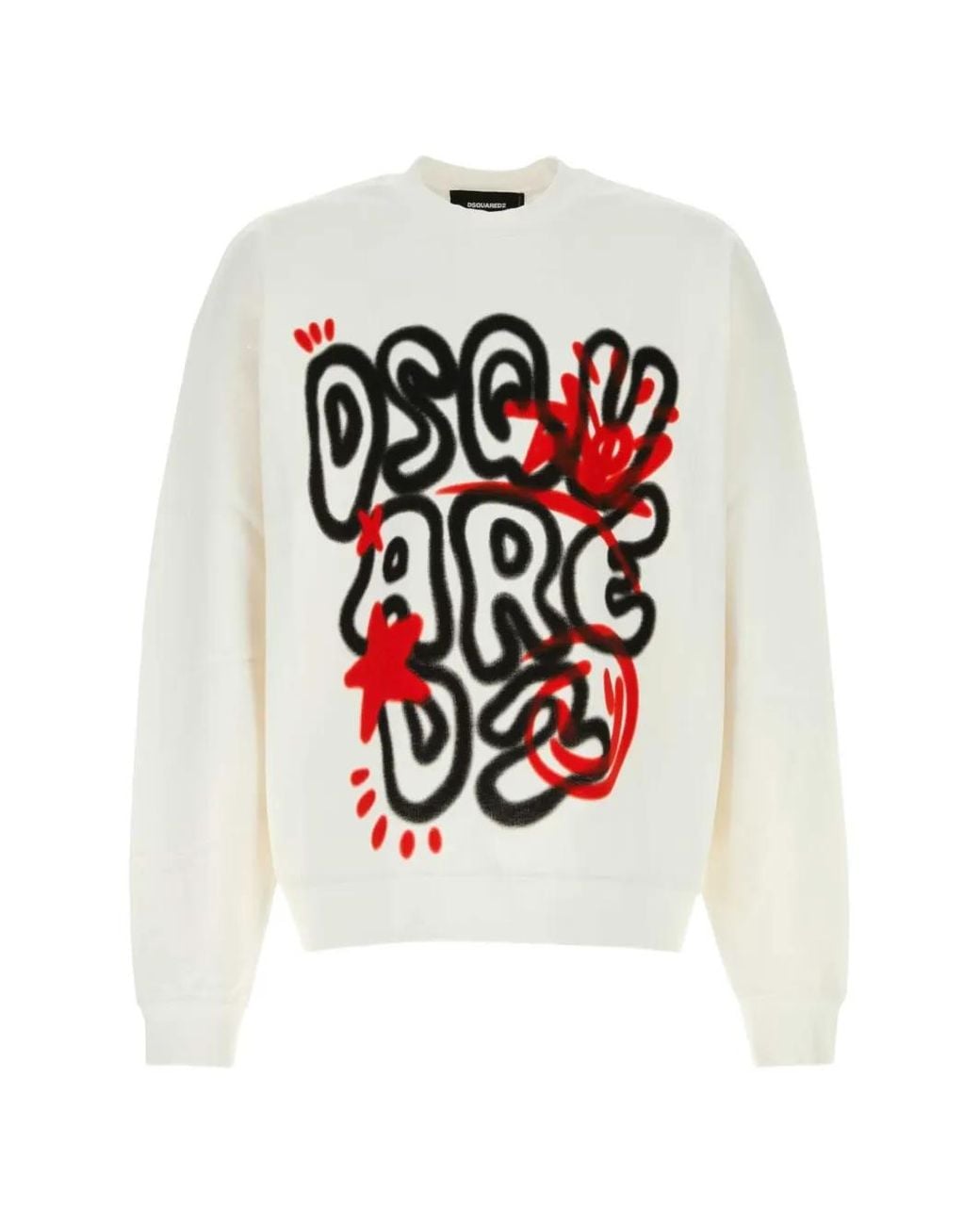 DSquared² White Graffiti Relax Fit Sweatshirt for men