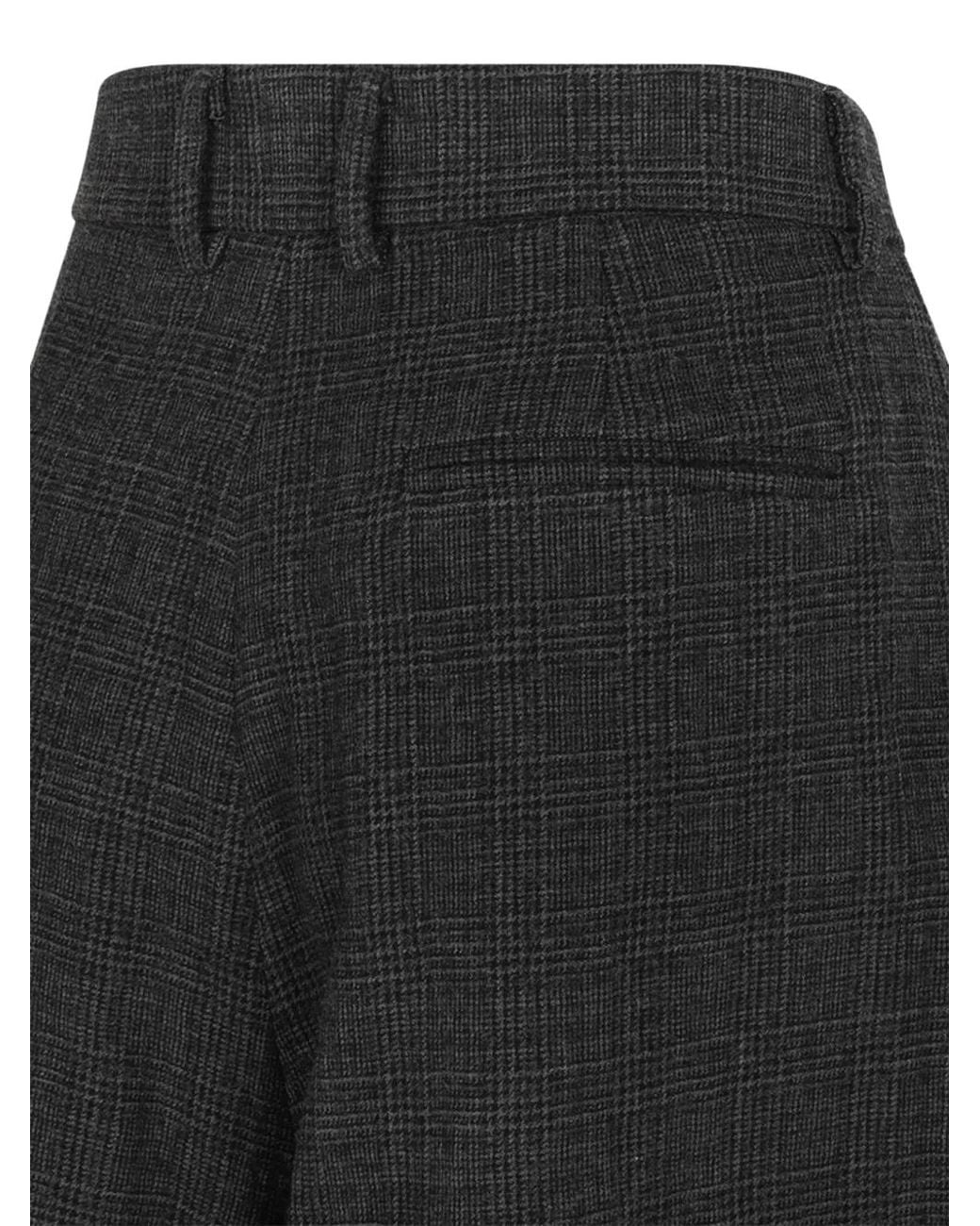 Douuod Black Diomede Prince Of Wales Check Pleated Shorts