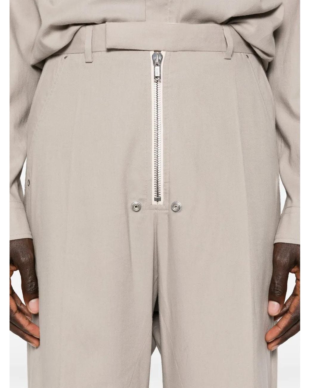 Rick Owens White Belas Zip-Detail Trousers for men