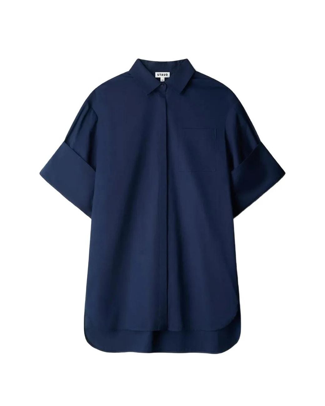 Staud Blue Nico Short-Sleeve Dress