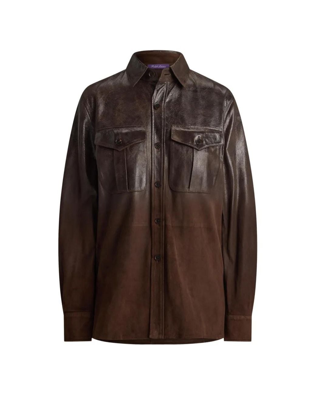 Ralph Lauren Brown Landry Degradé Suede Shirt