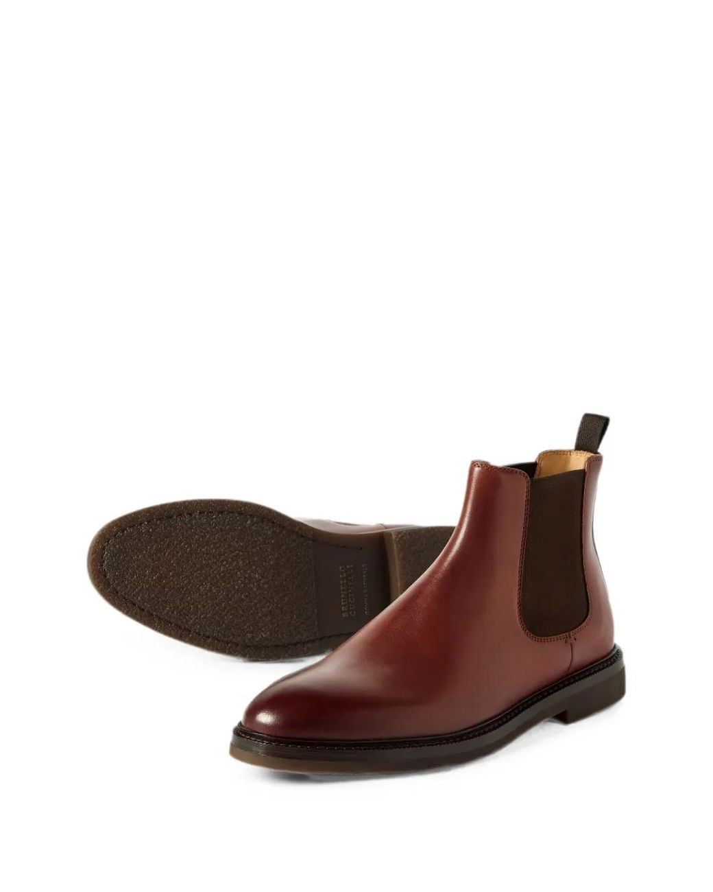 Brunello Cucinelli Brown Waxed Calfskin Chelsea Boots for men