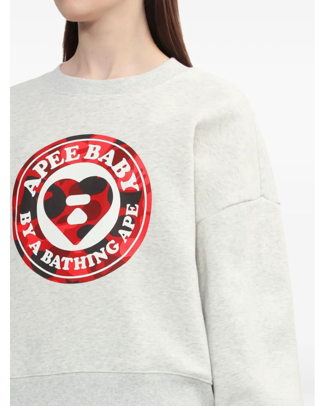 A Bathing Ape White Round Camo Heart-Print Sweatshirt
