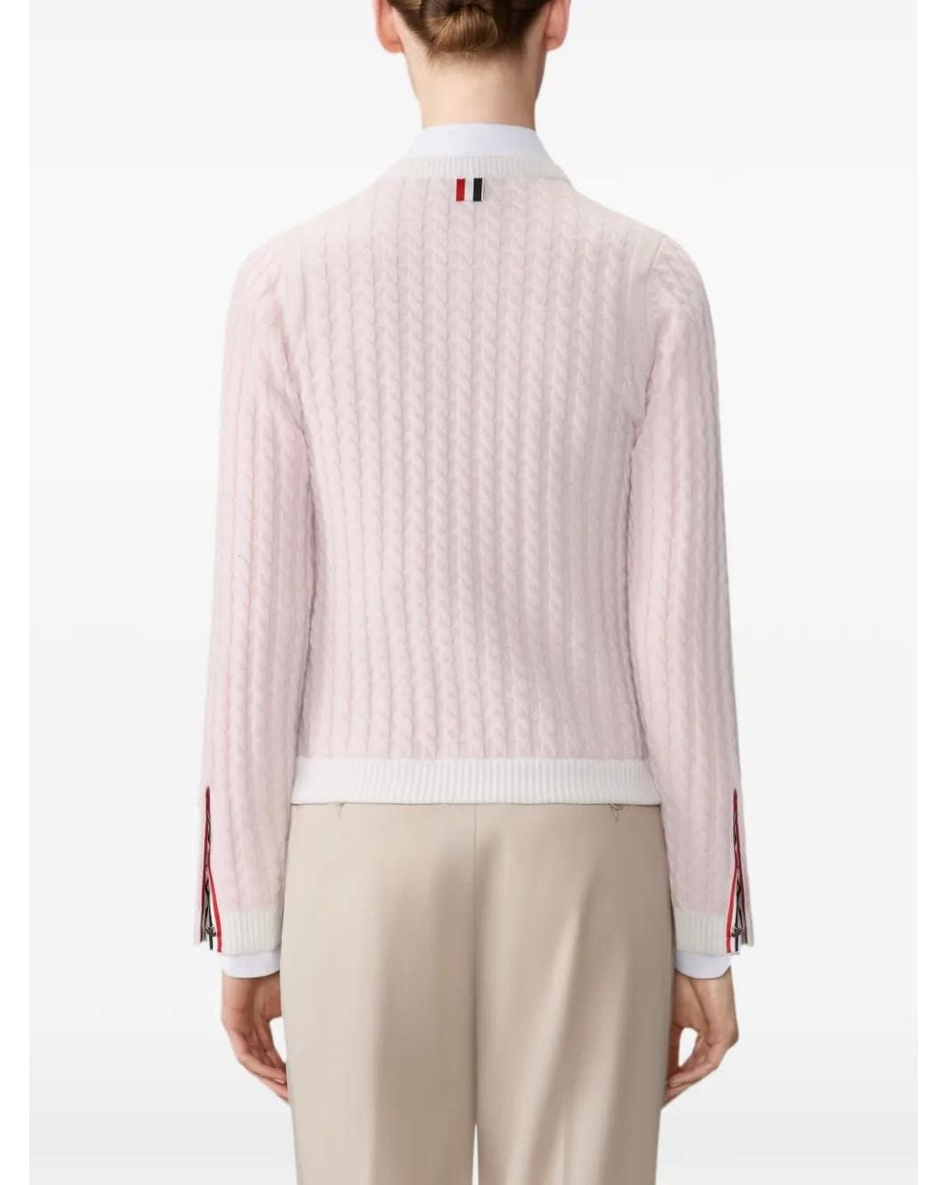 Thom Browne Pink Cashmere Baby Cable Stitch Cardigan