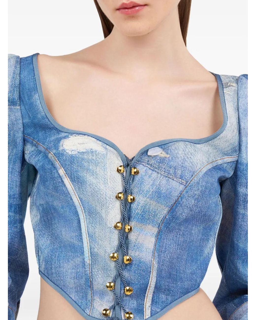 Corsetto Con Design Patchwork di Roberto Cavalli in Blue