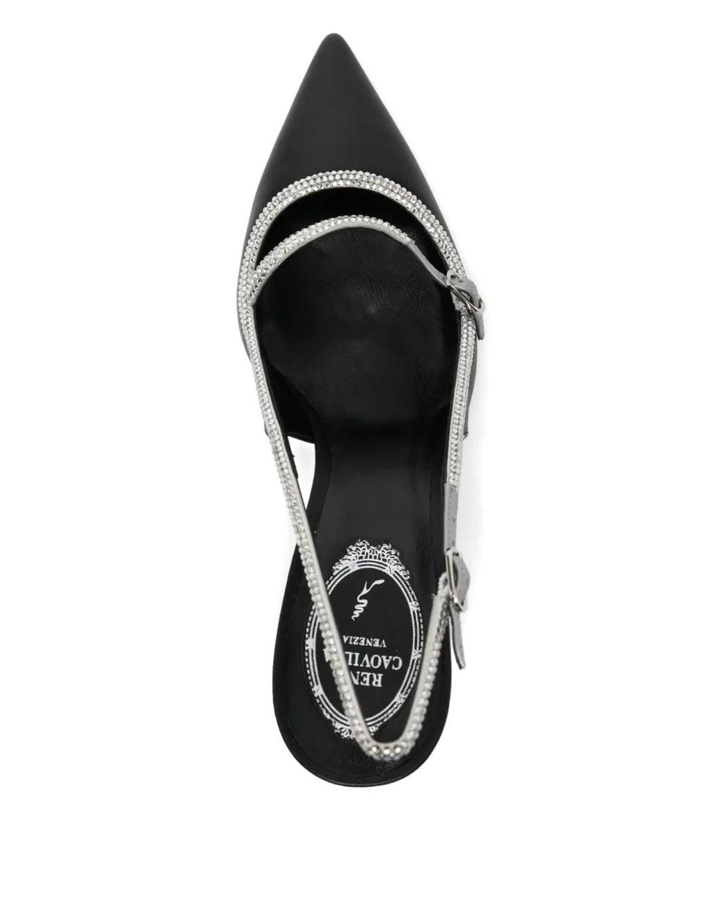 Rene Caovilla Black 80Mm Crystal-Embellished Pumps