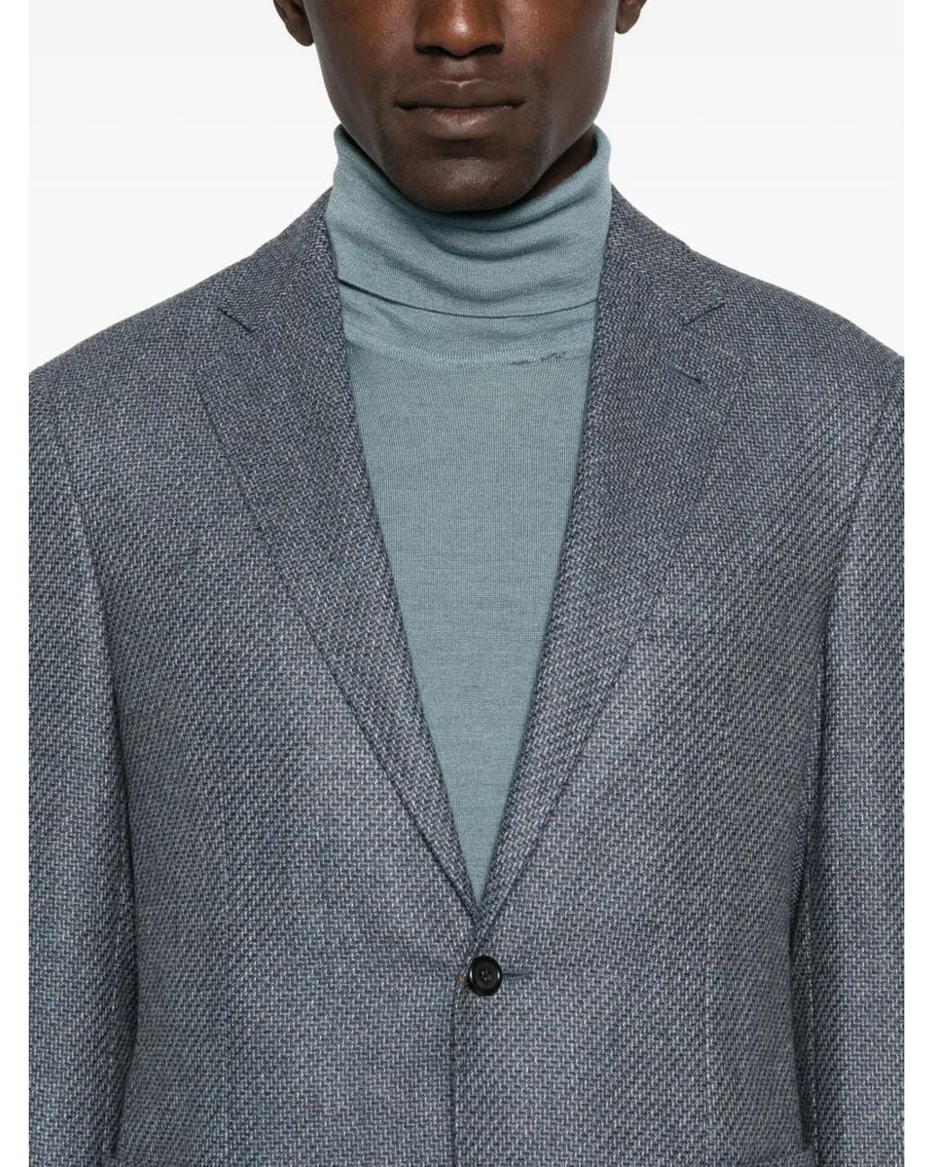 Canali Blue Textured Wool Blazer for men