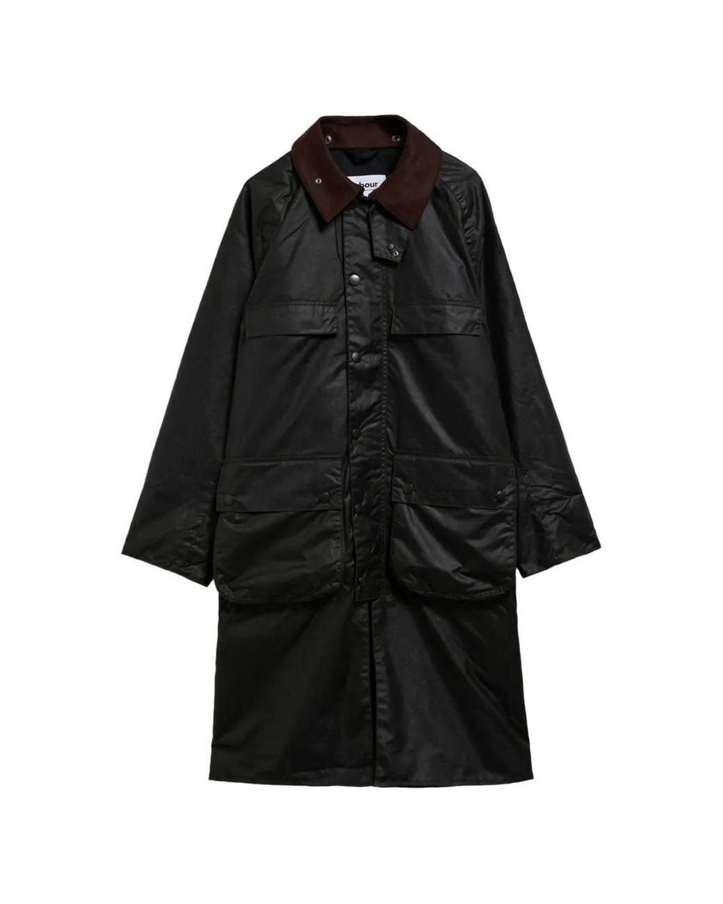 Barbour Black Waxed-Cotton Corduroy-Collar Coat for men