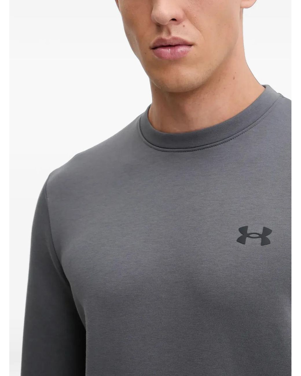 Under Armour Gray Logo-Print Crew-Neck Sweater for men