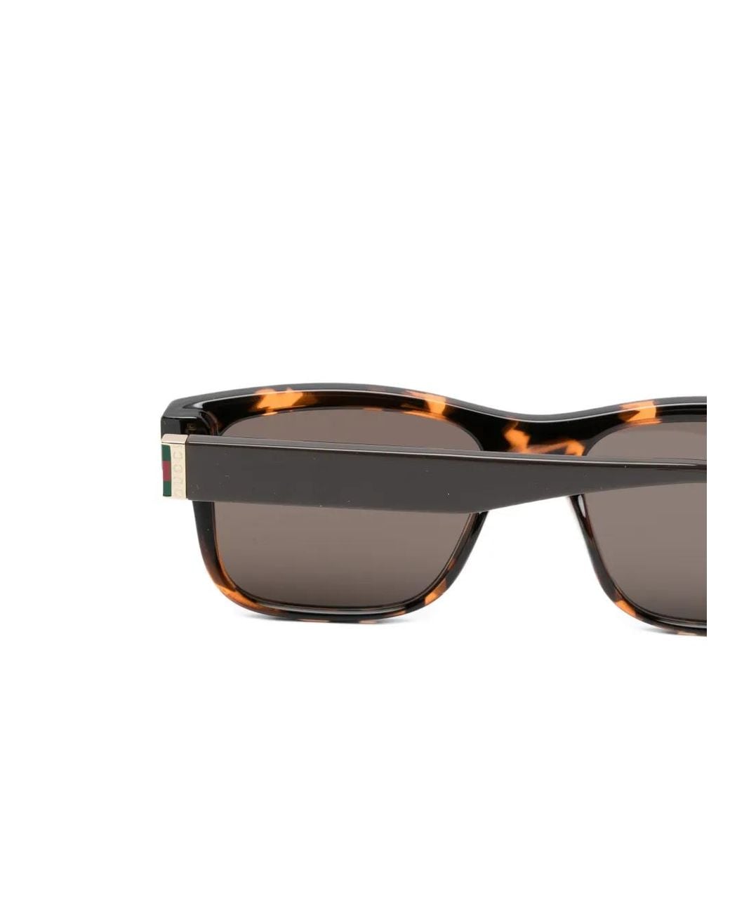 Gucci Gray Tortoiseshell-Effect Rectangle-Frame Sunglasses