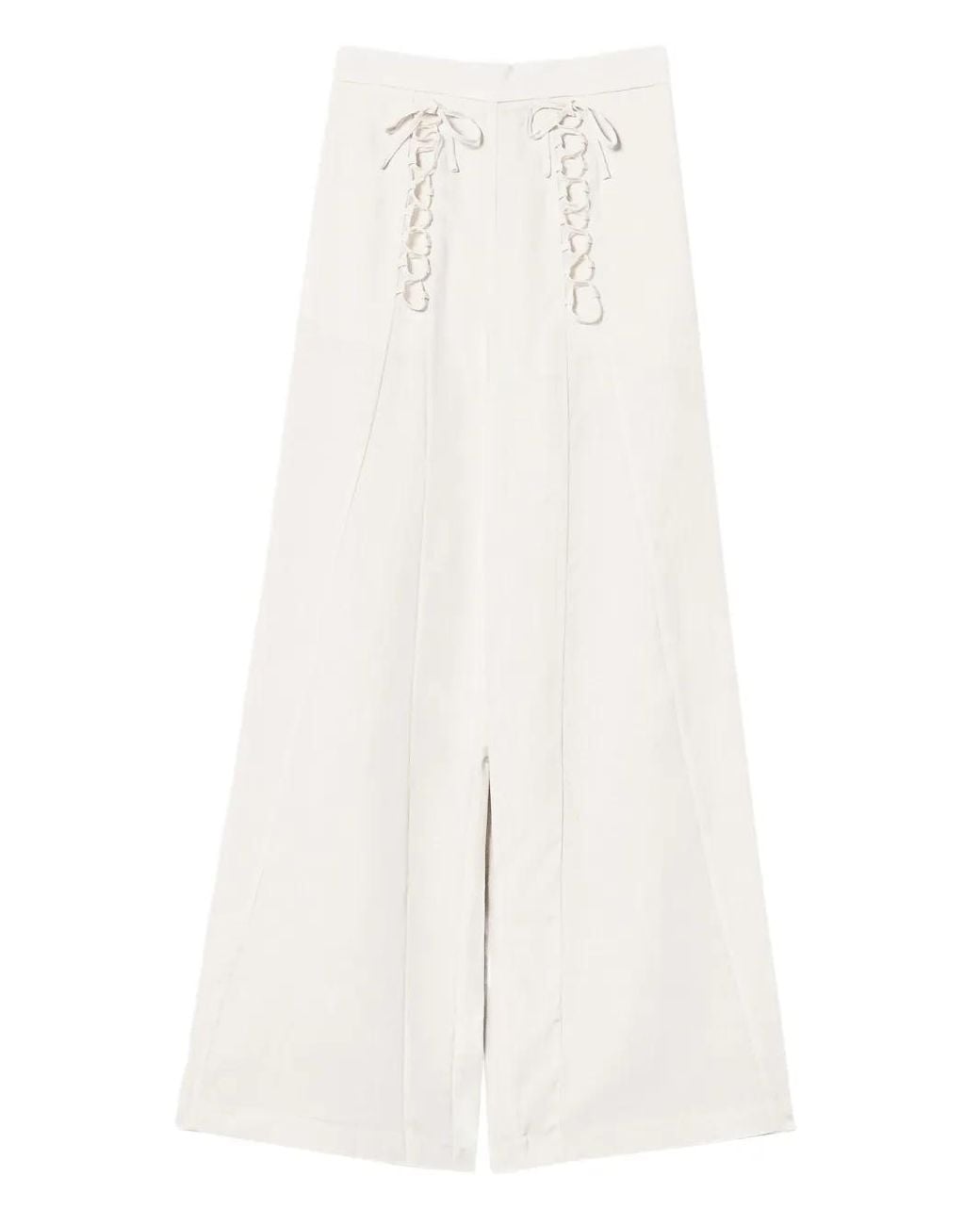 Twinset White Lace-Up Trousers