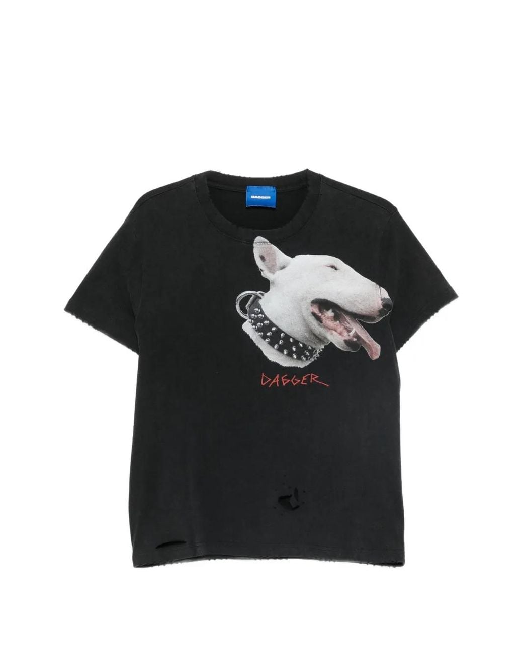 DAGGER Black Graphic-Print Distressed T-Shirt for men