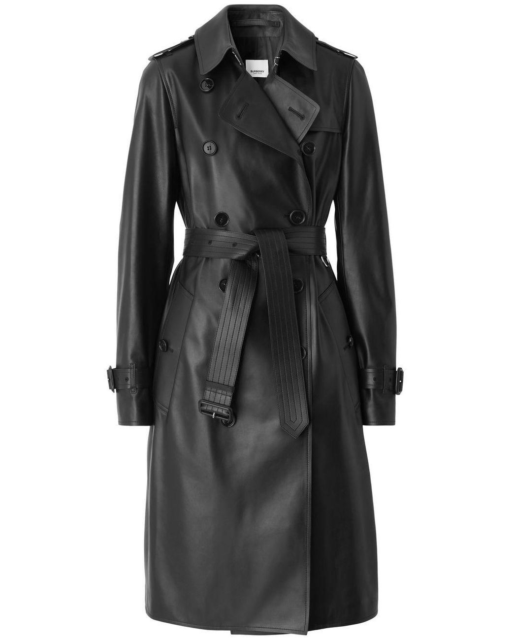 Burberry Midlength Leather Trench Coat in Black Lyst UK