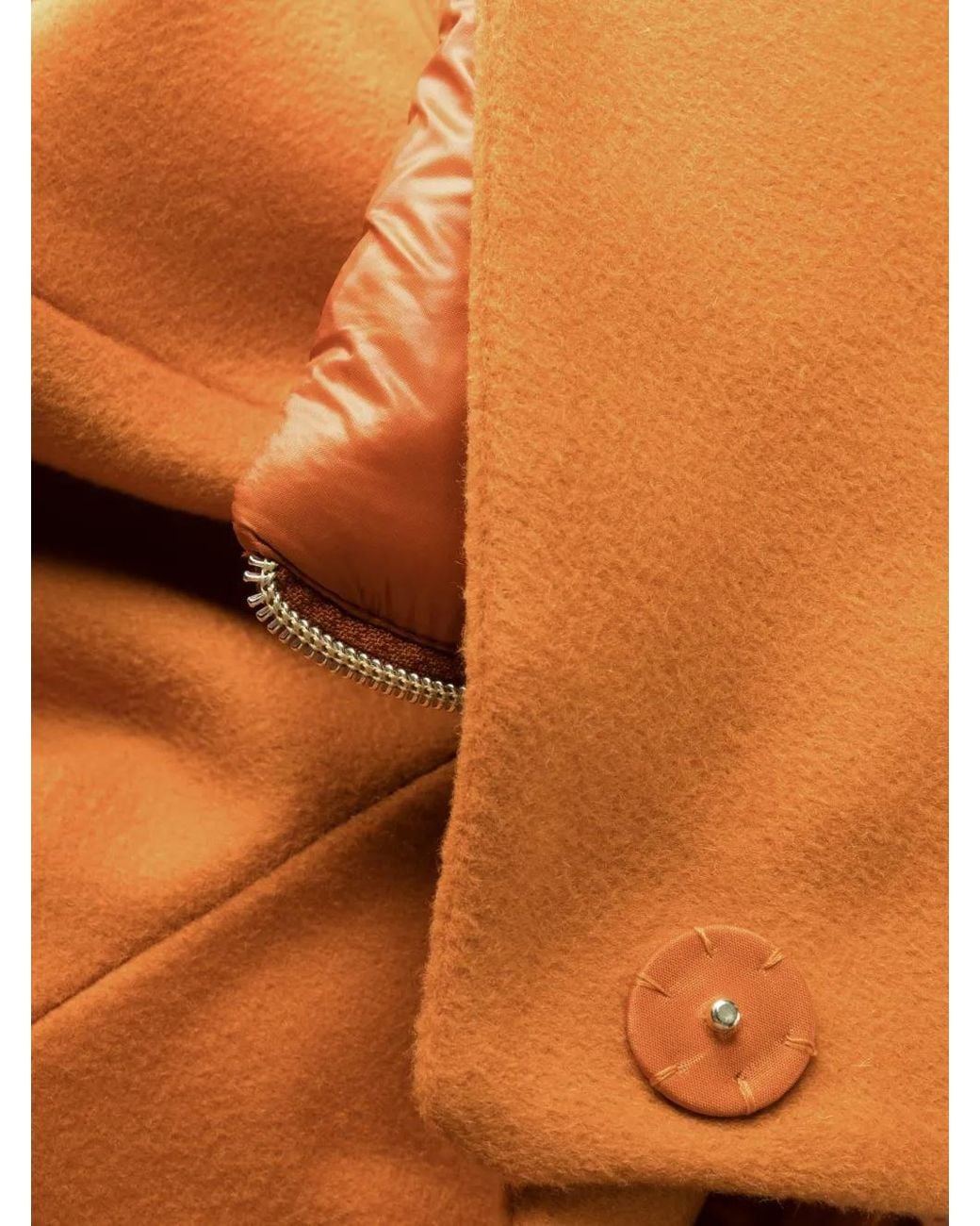 Herno Orange Funnel-Neck Single-Breasted Coat