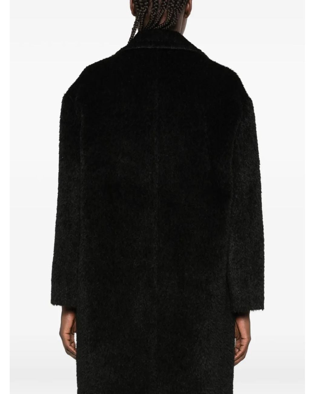 Max Mara Black Turbano Double-Breasted Teddy Coat