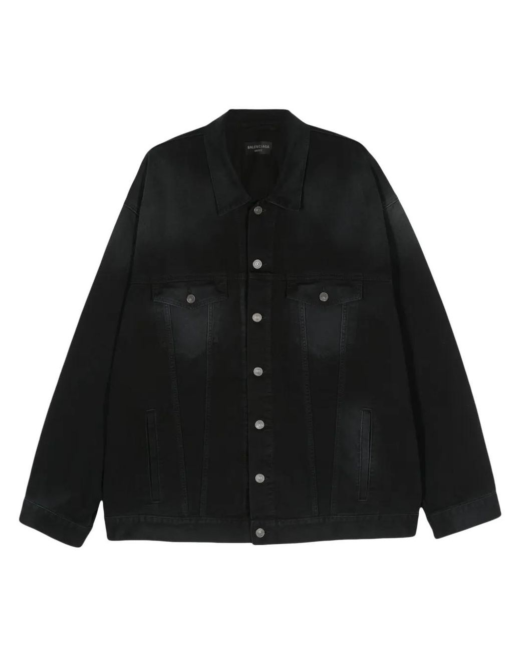 Balenciaga Black Logo-Print Denim Jacket