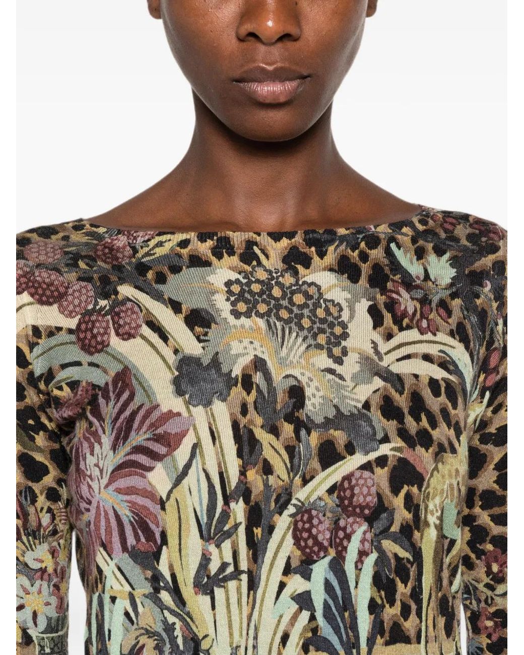 Etro Brown Pullover Mit Leopardenprint