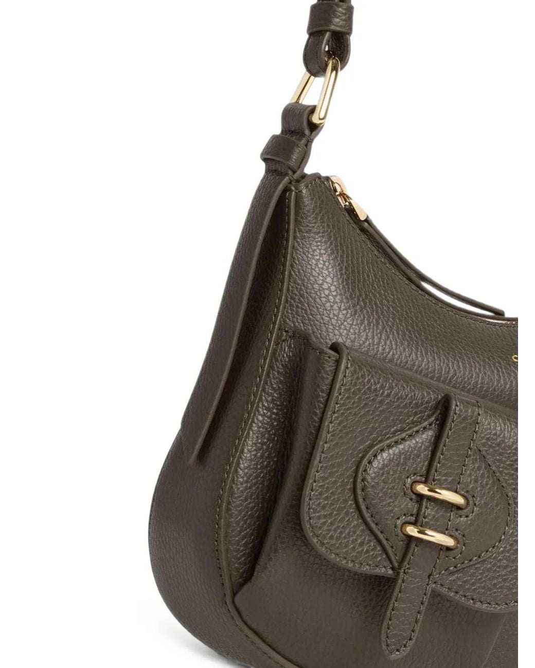 Coccinelle Gray Small Mavery Pocket Leather Shoulder Bag
