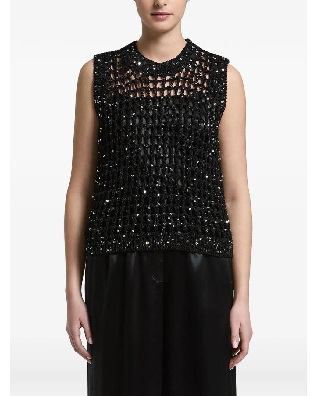 Peserico Black Sequin-Embellished Vest