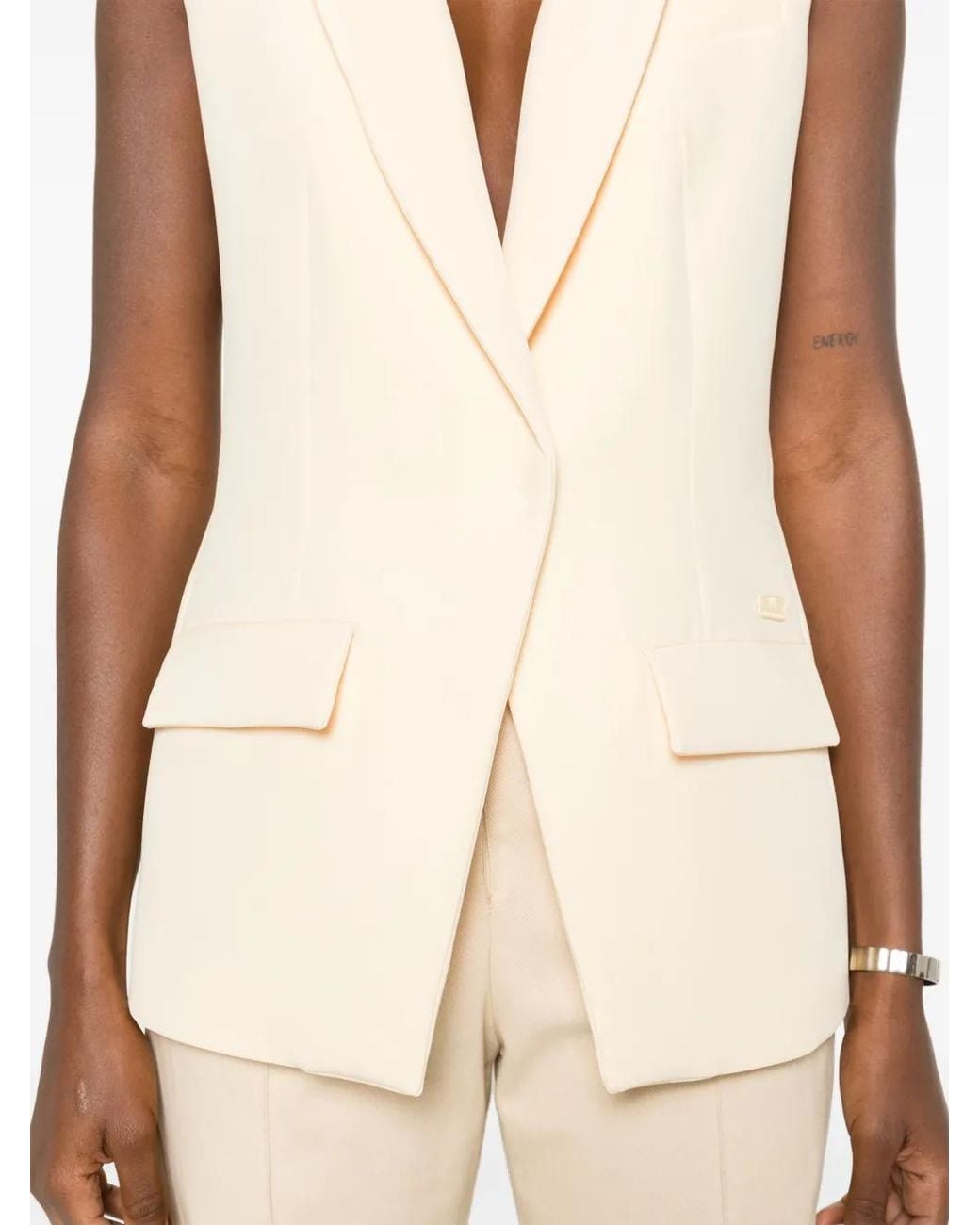Chiara Ferragni Natural Uniform Single-Breasted Waistcoat