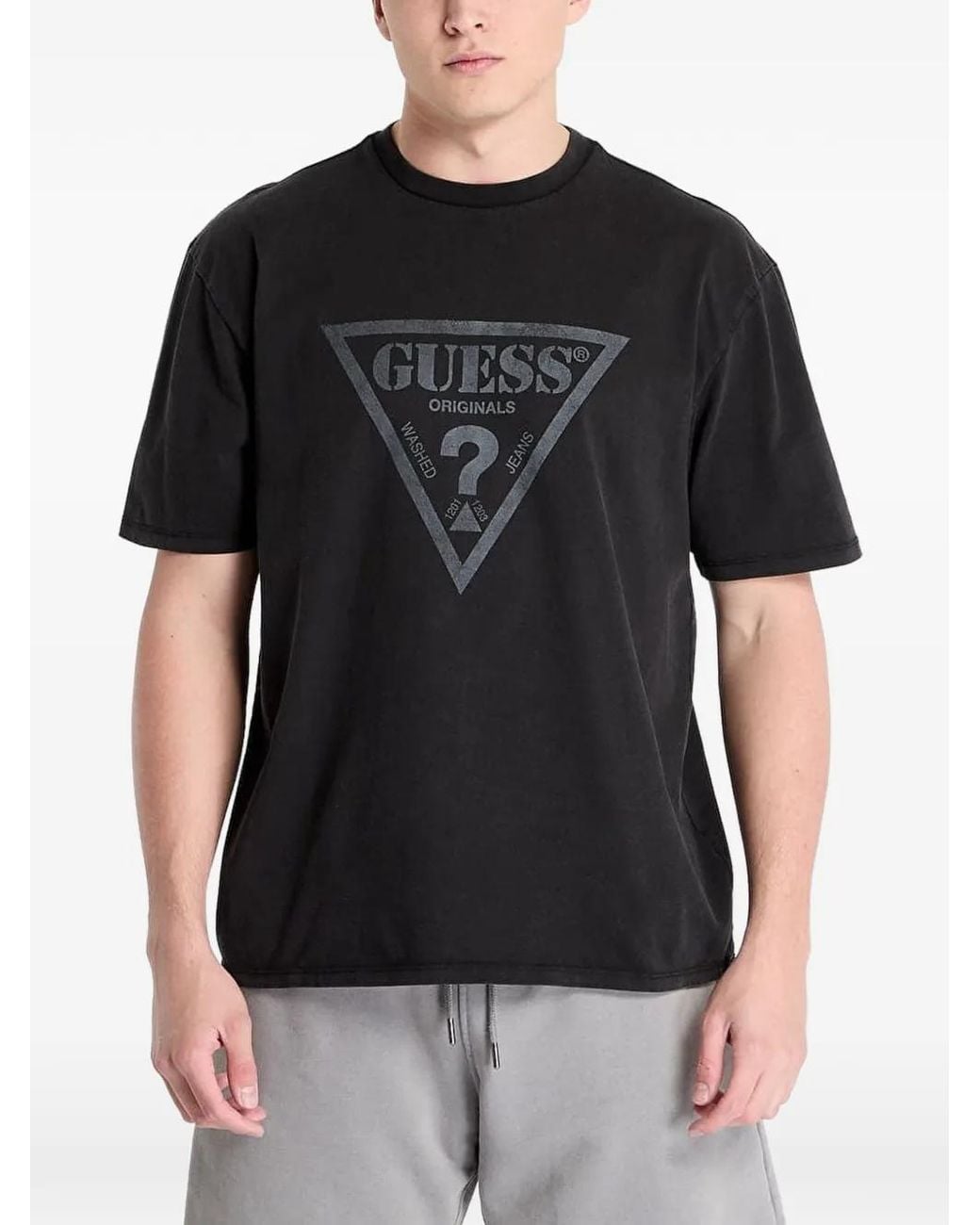 Guess Black Logo-Print T-Shirt for men