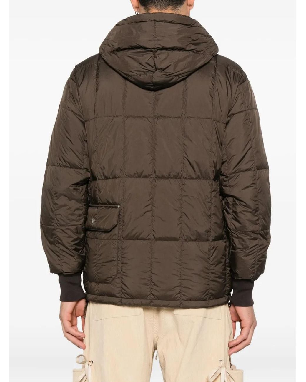 Taion Brown Hooded Quilted Jacket for men