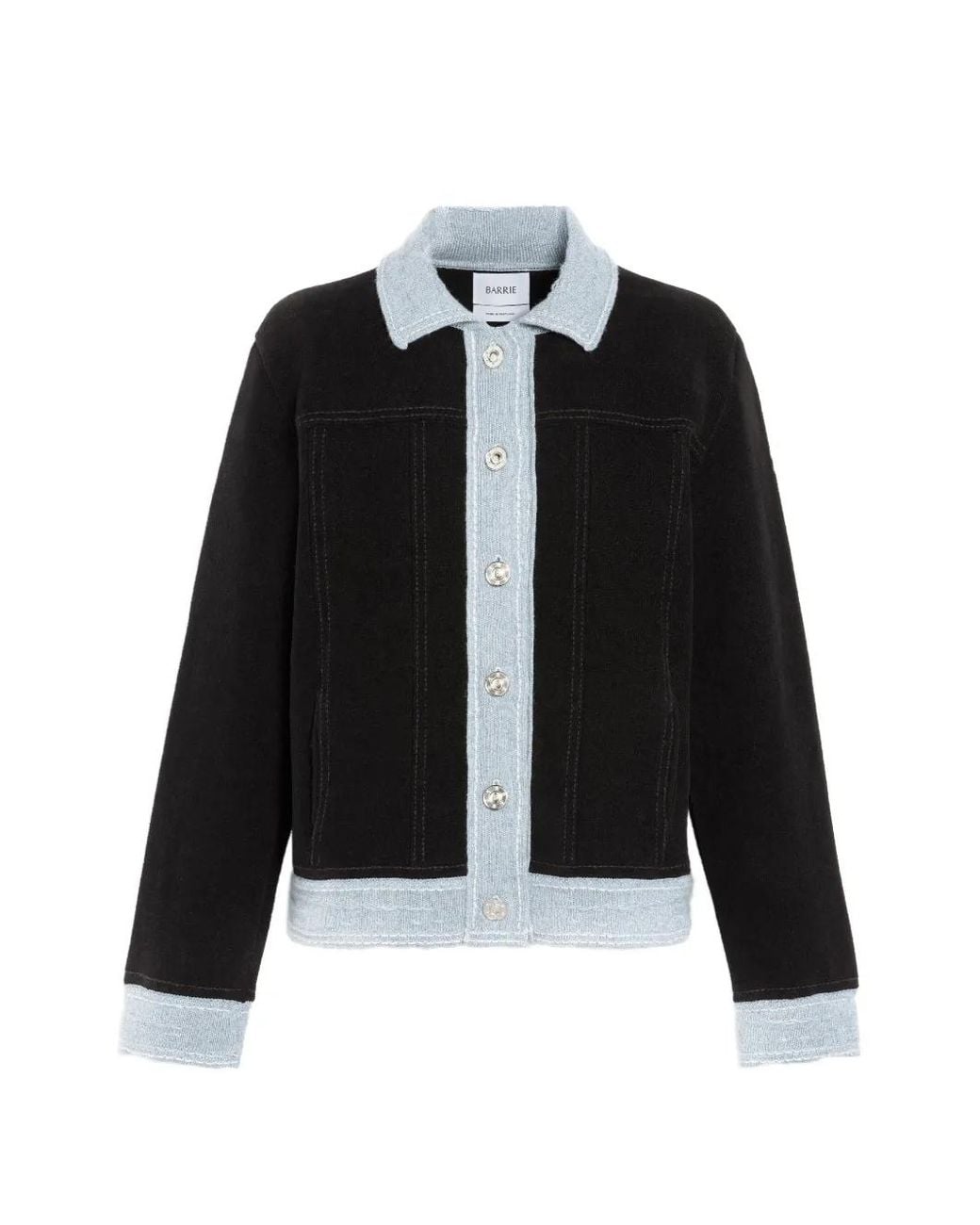 Barrie Black Suede-Effect Denim Jacket