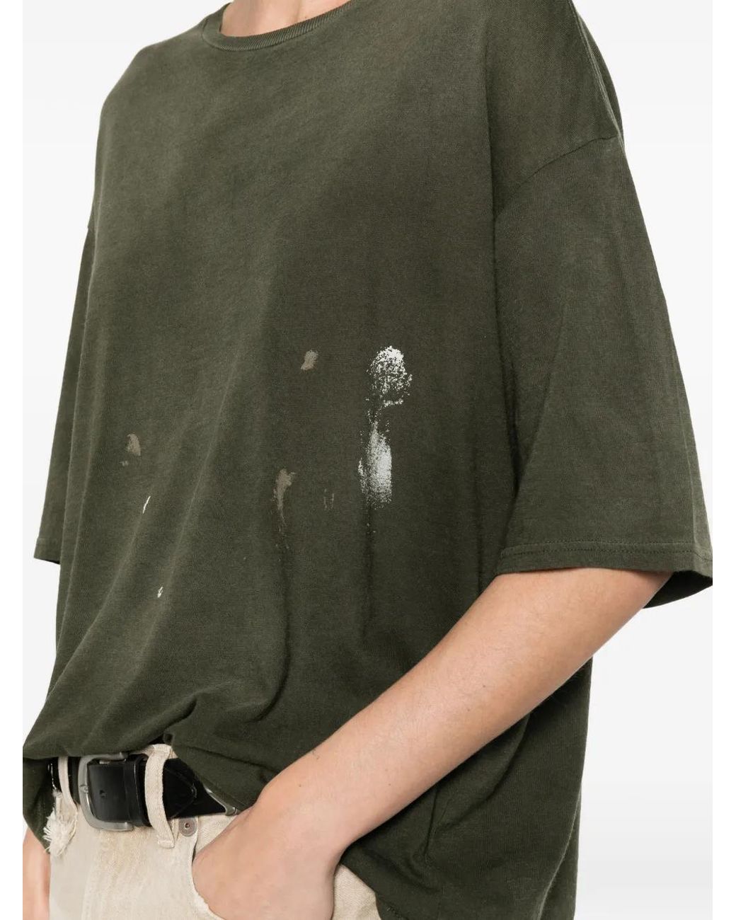 R13 Green T-Shirt À Effet Taches De Peinture