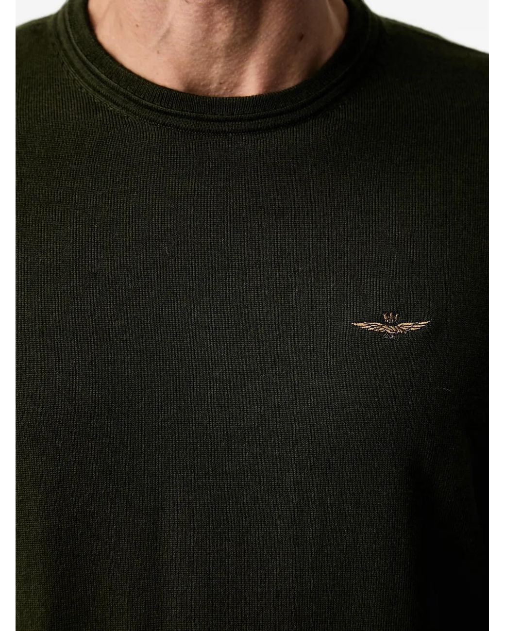 Aeronautica Militare Black Logo-Embroidered Wool Sweater for men