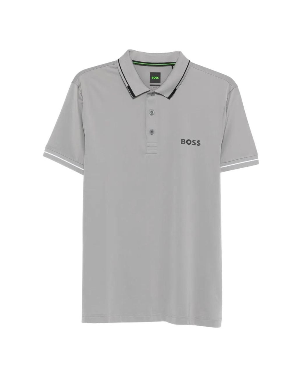 Boss Gray Contrast-Logo Polo Shirt for men