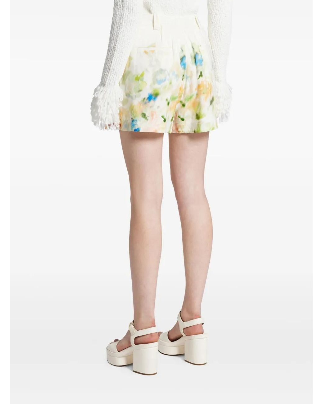 Aje. White Linen-Blend Shorts