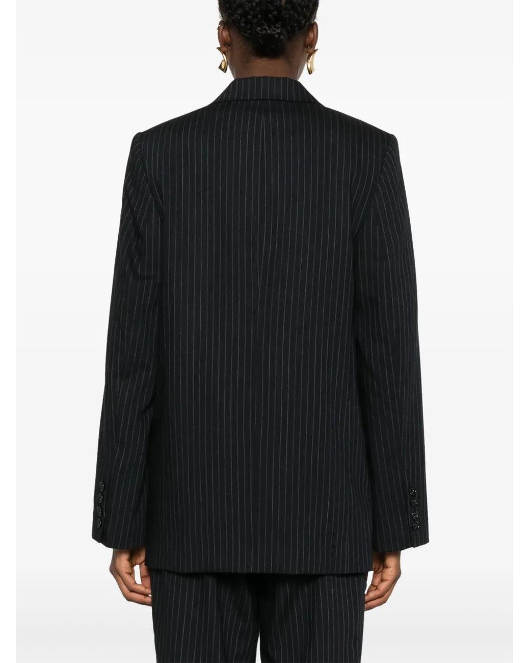 Totême  Black Pinstripe Wool-Blend Blazer