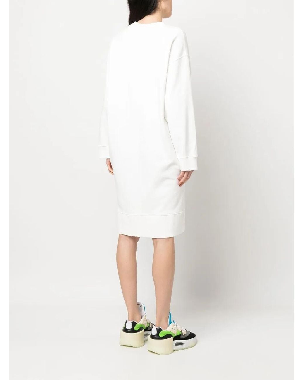 MM6 by Maison Margiela White Logo Print Sweatshirt Dress