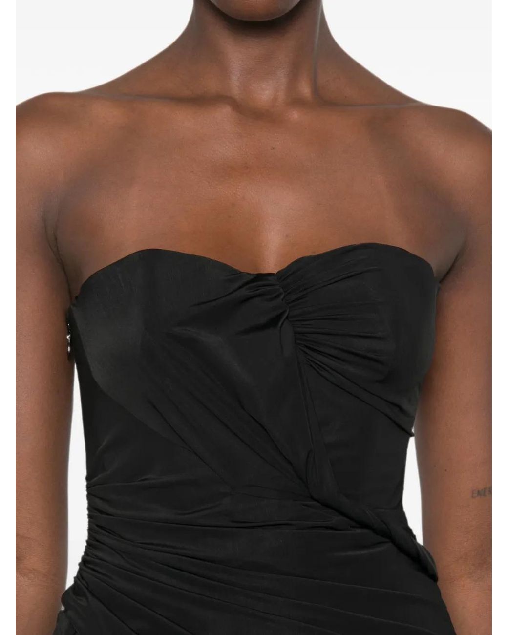 Blumarine Black Strapless Draped Mini Dress