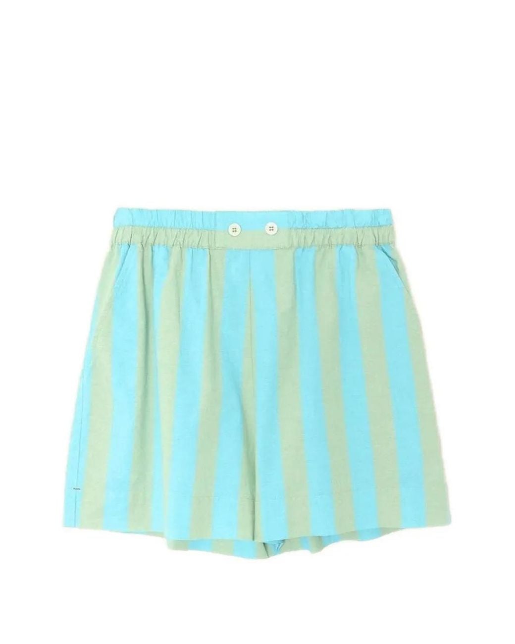 Xirena Blue Casey Striped Cotton Shorts
