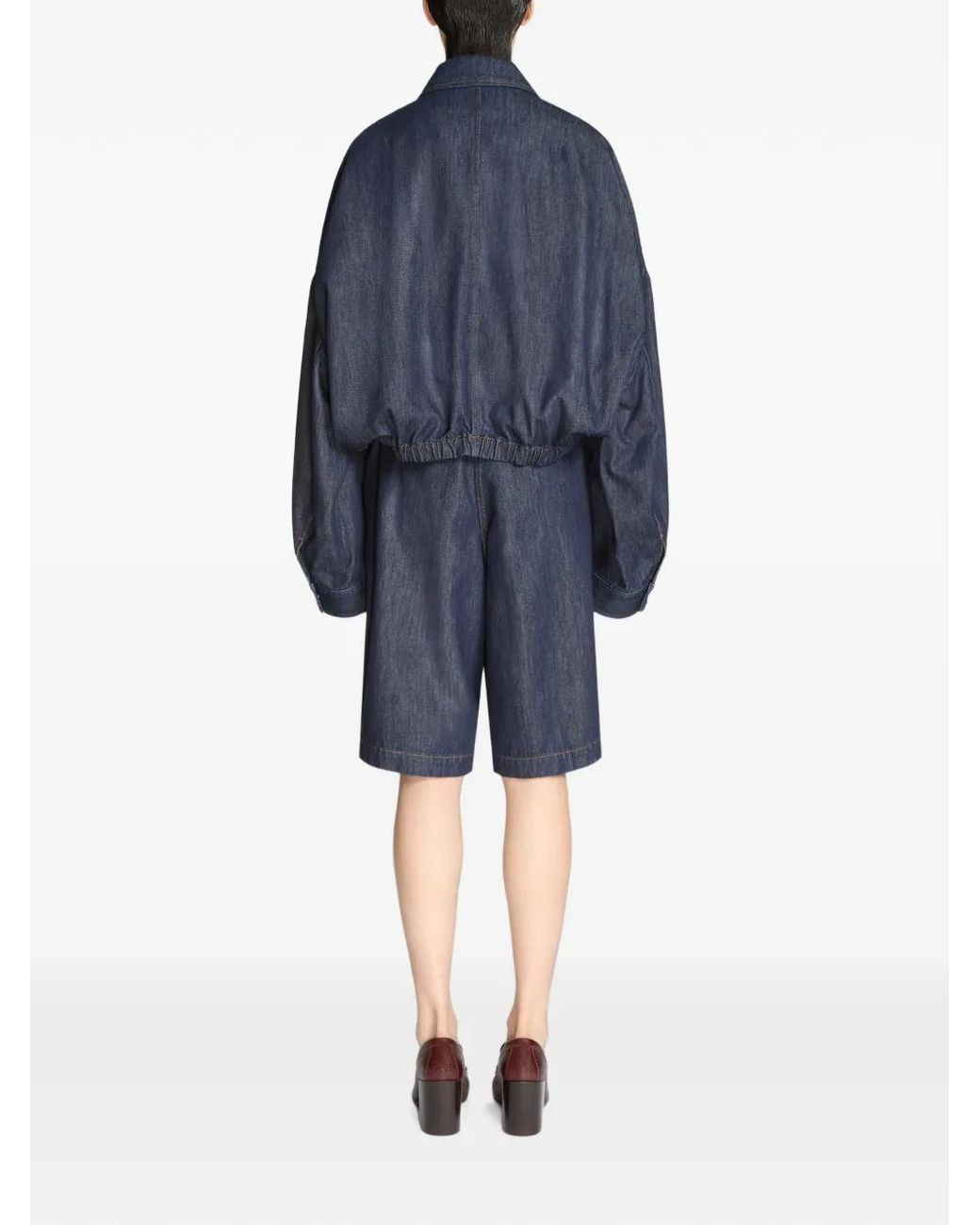 Dries Van Noten Gesmockt Denim Jack in het Blue