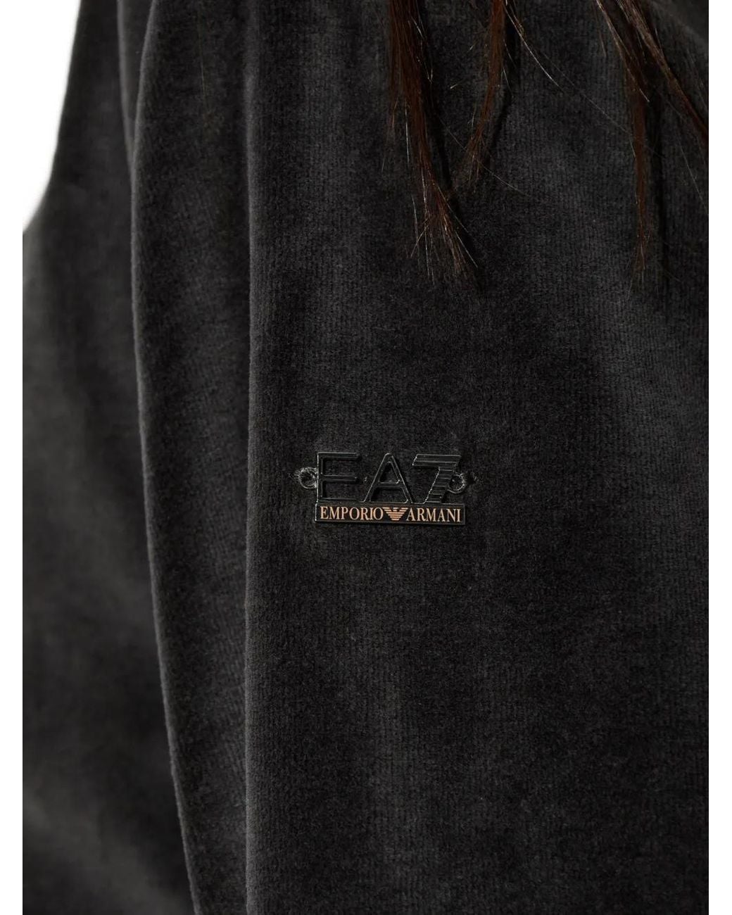 EA7 Black Velvet Zip-Up Hoodie