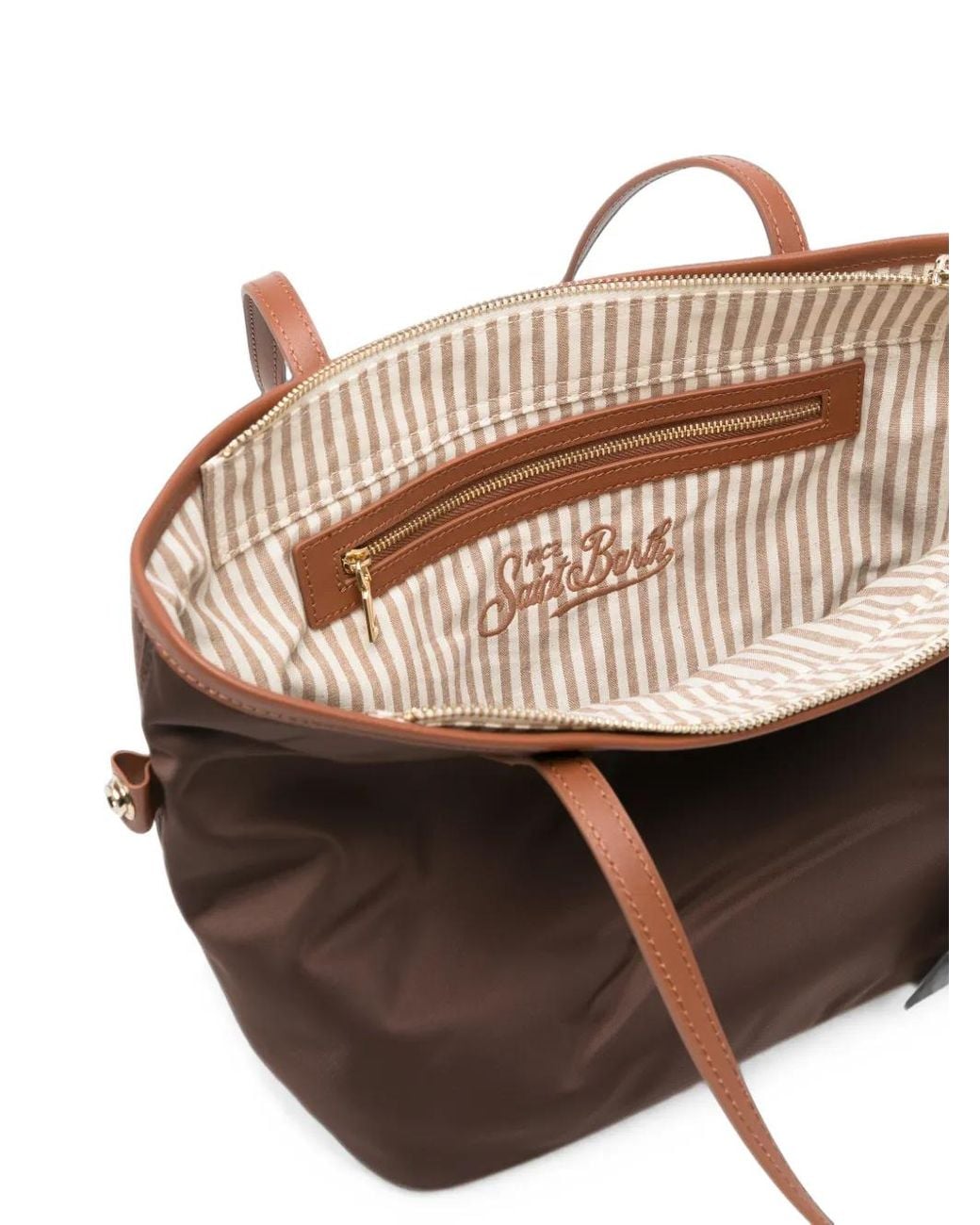 Mc2 Saint Barth Brown Mid City Logo-Embroidered Tote Bag