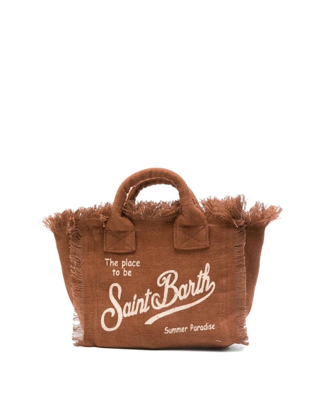 Mc2 Saint Barth Brown Solid Linen Vanity Mini Bag With Removable Strap